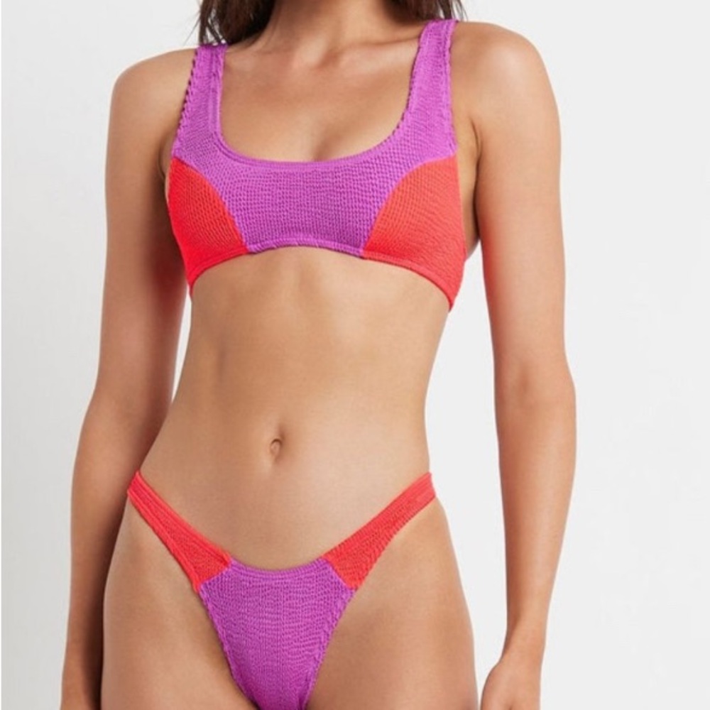Colorblock Bikini Set - Purple and Red